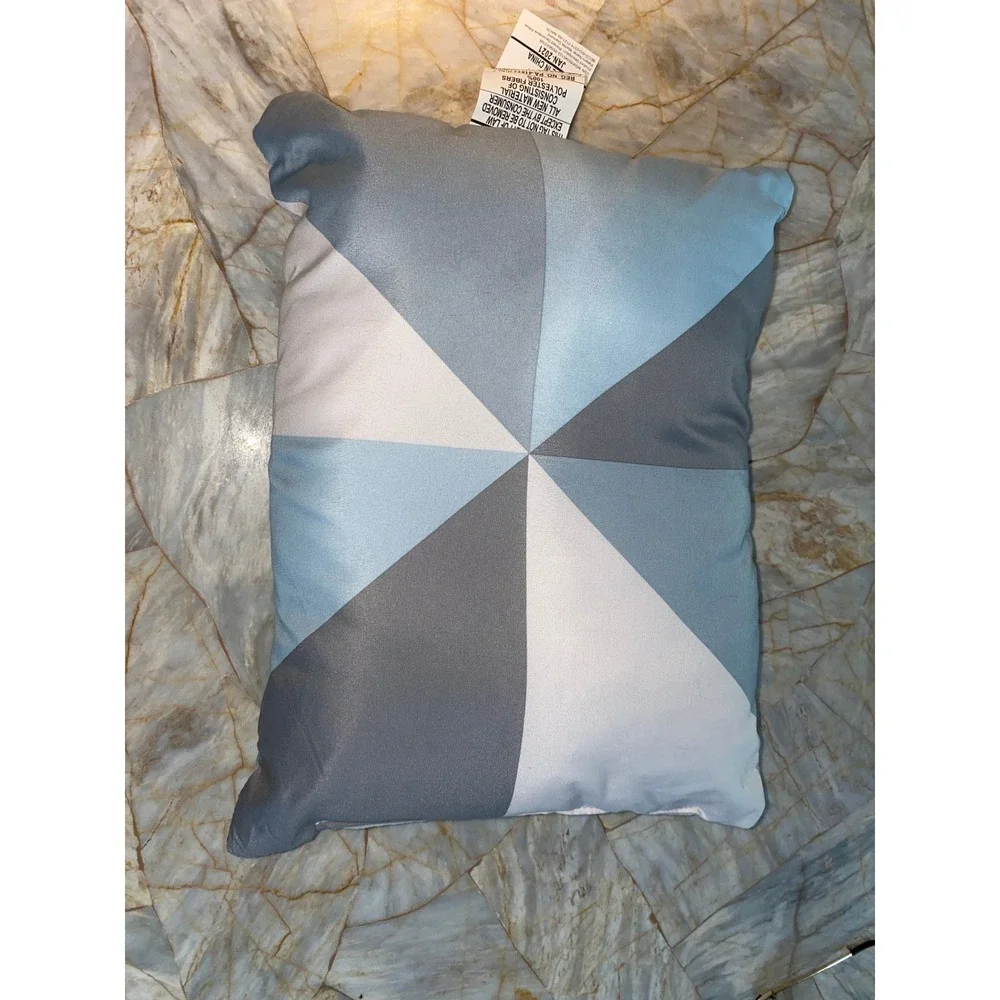 Mainstays Marble Diamond Decorative Pillow Blue Grey White Geometric 12x16